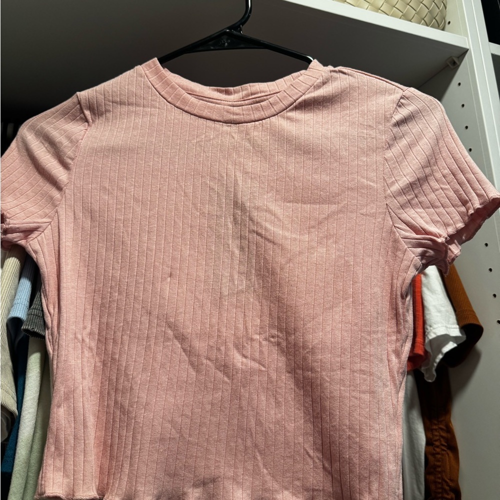 Pink Ribbed Women's Top